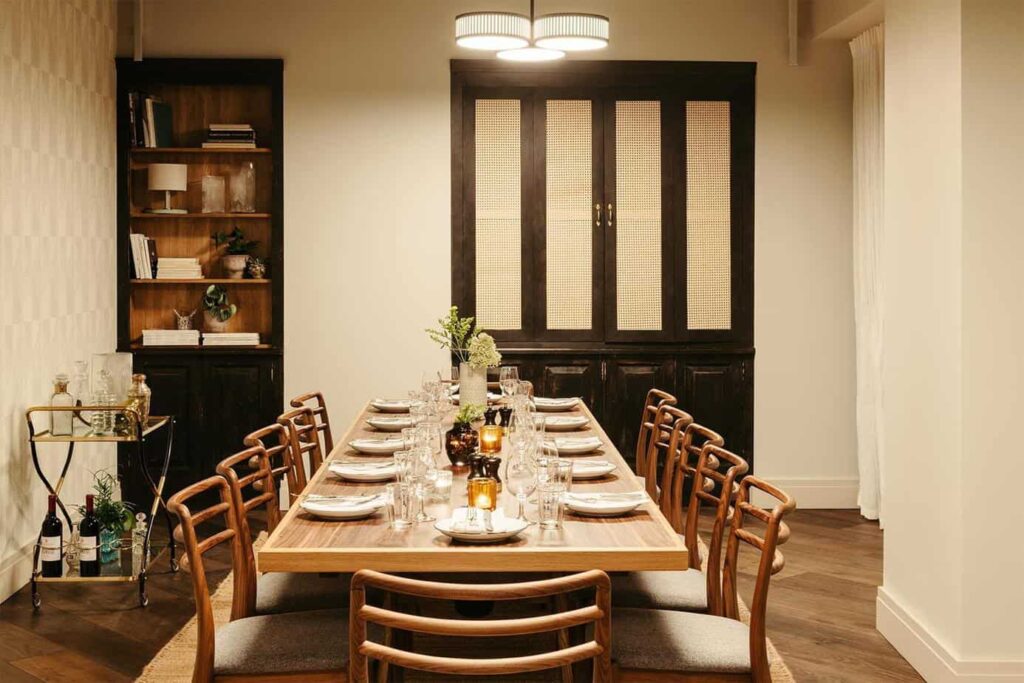 Sleek dining room for intimate meetings