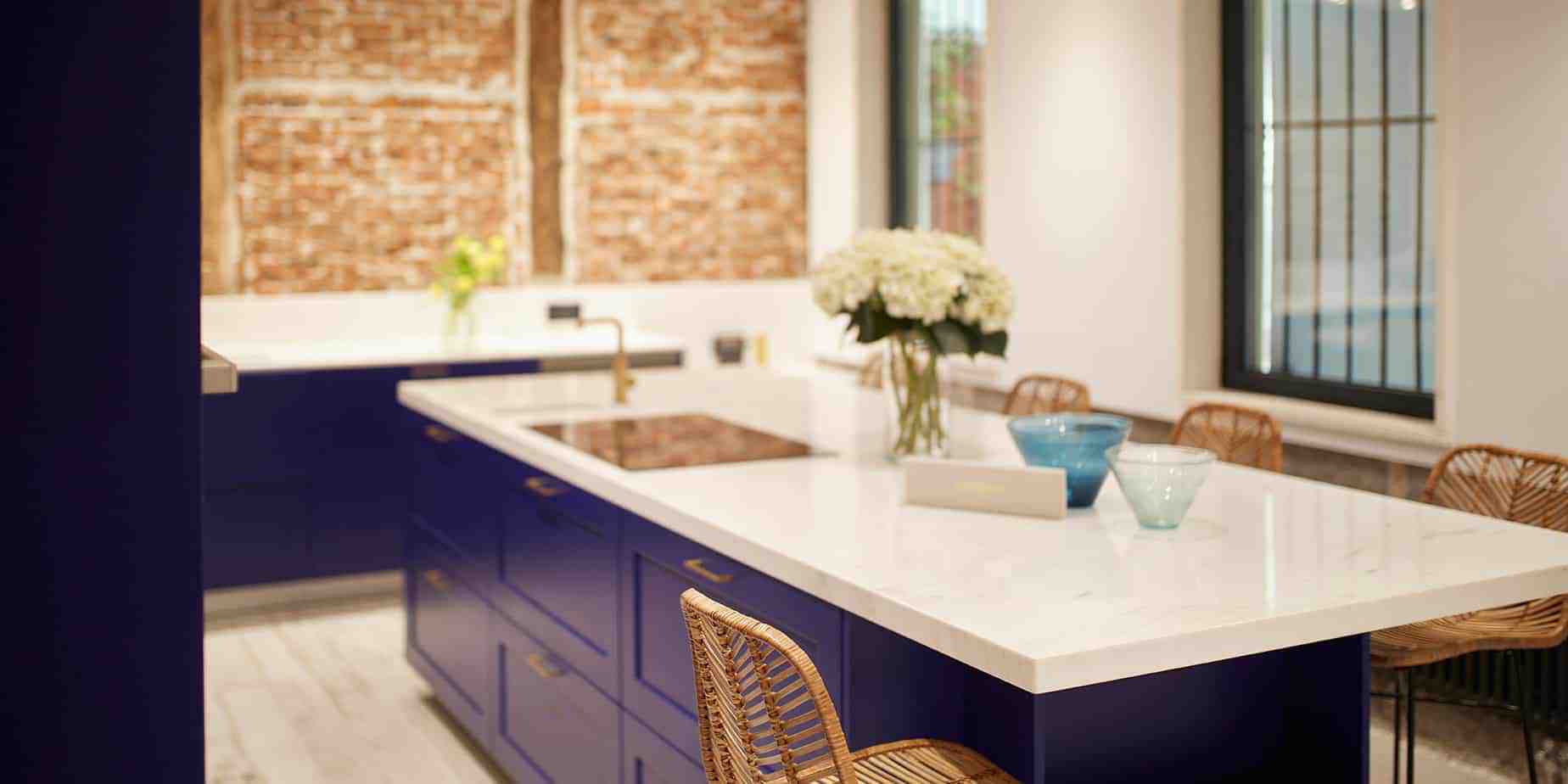 Stylish kitchen with exposed brick walls
