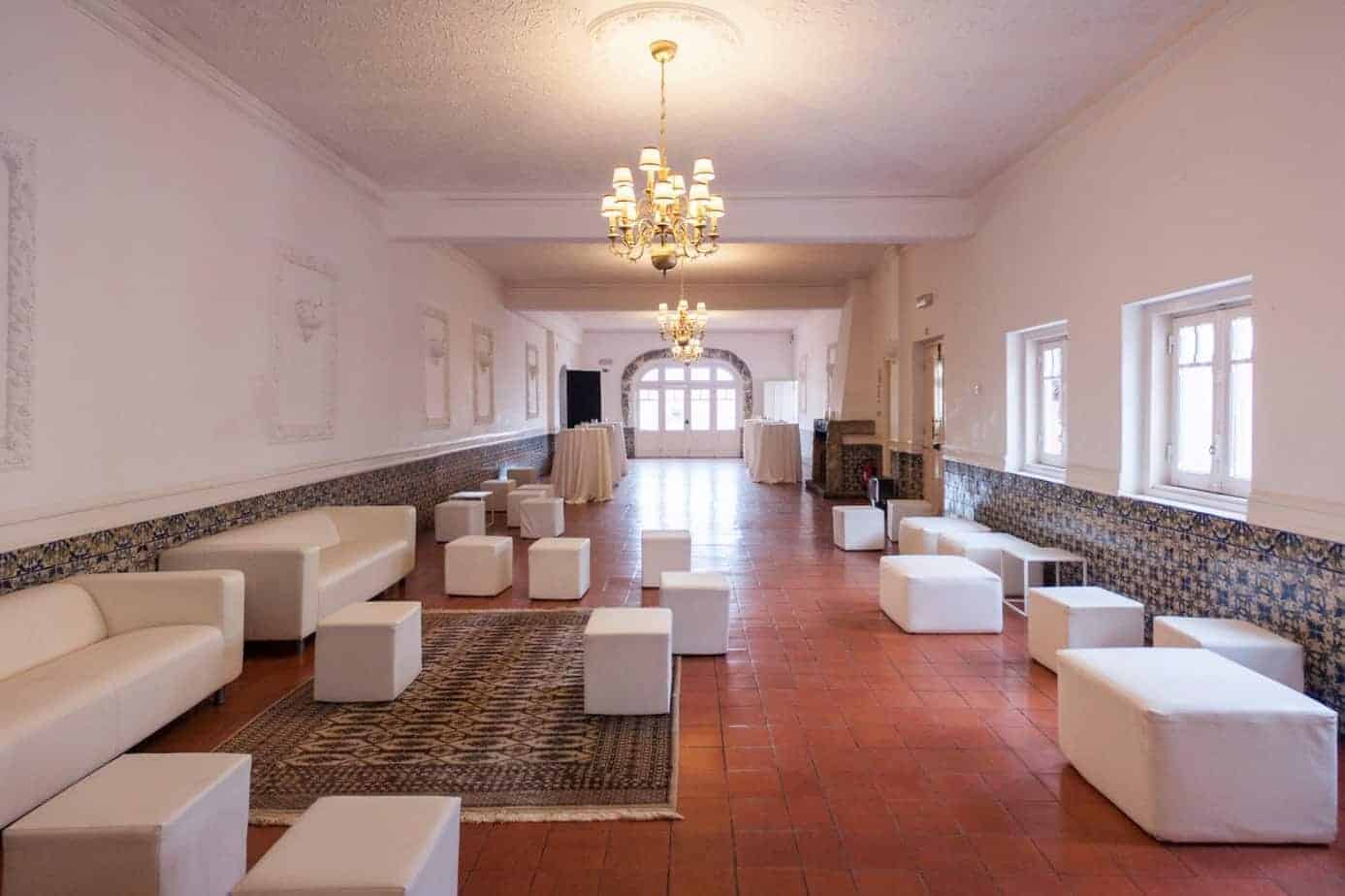 White event venue with traditional Portuguese elements
