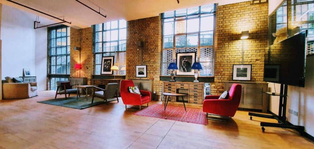 Large open loft with industrial accents