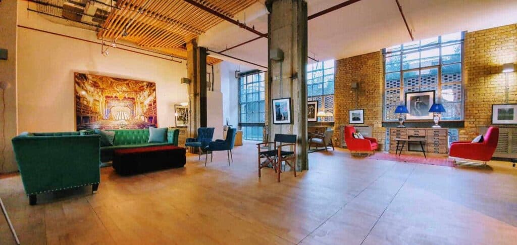 Large open loft with industrial accents