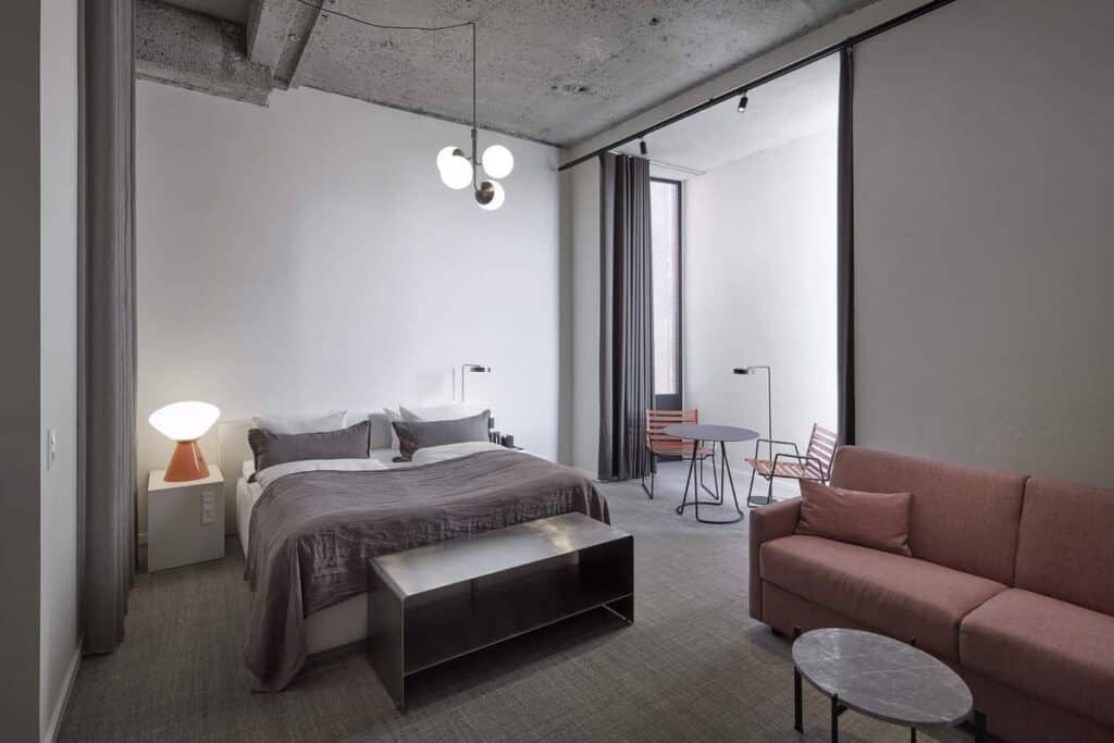 Luxury boutique hotel with cool industrial rooms