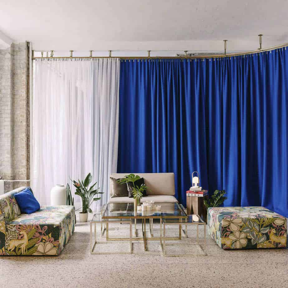 Open space with a big blue curtain in Berlin