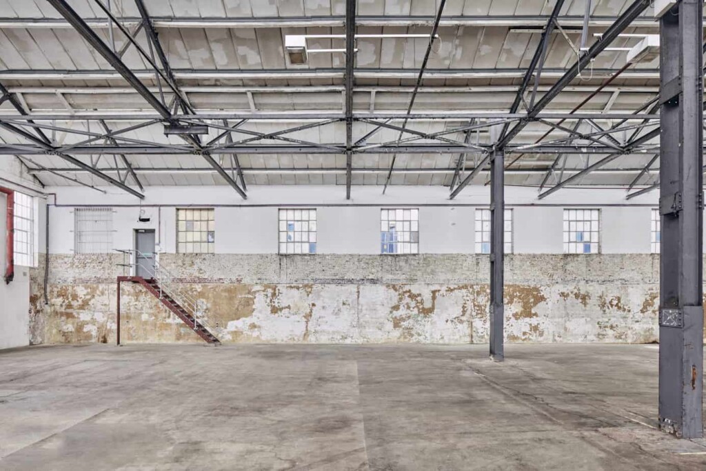 Spacious event venue with an industrial feel
