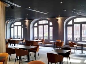 Hip and urban bar with massive arched windows